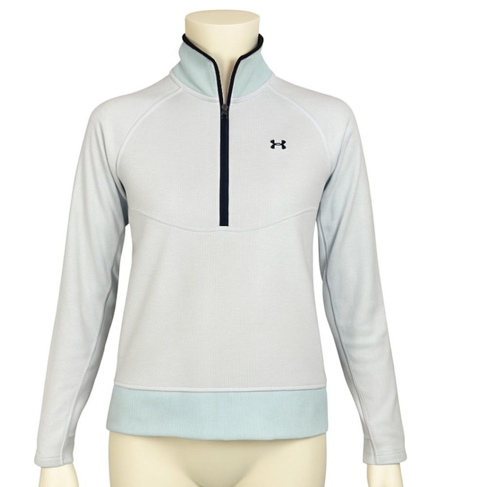 Under Armour Top Pullover ColdGear Fitted Half Zip Athletic Casual Blue Small